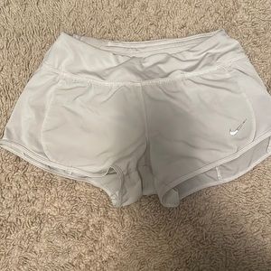 white/light grey nike running shorts